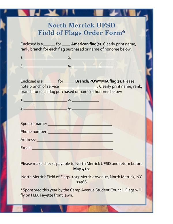 Field of Flags 2023 Order Form